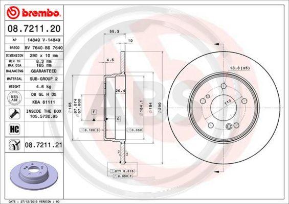 A.B.S. 08.7211.21 - Discofreno autozon.pro