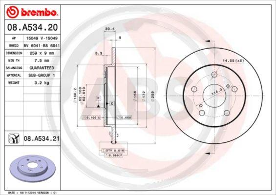 A.B.S. 08.A534.20 - Discofreno autozon.pro