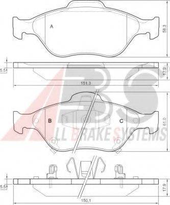 A.B.S. 37546 OE - Kit pastiglie freno, Freno a disco autozon.pro