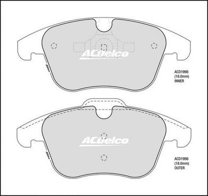 ACDelco ACD1998 - Kit pastiglie freno, Freno a disco autozon.pro