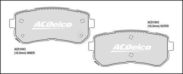 ACDelco ACD1943 - Kit pastiglie freno, Freno a disco autozon.pro