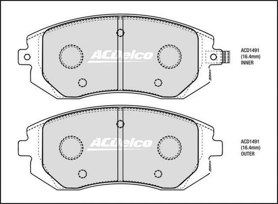 ACDelco ACD1491 - Kit pastiglie freno, Freno a disco autozon.pro