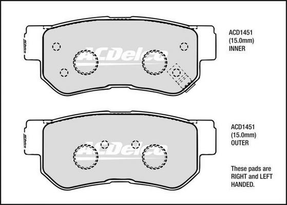 ACDelco ACD1451 - Kit pastiglie freno, Freno a disco autozon.pro