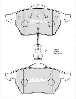 ACDelco ACD1404 - Kit pastiglie freno, Freno a disco autozon.pro