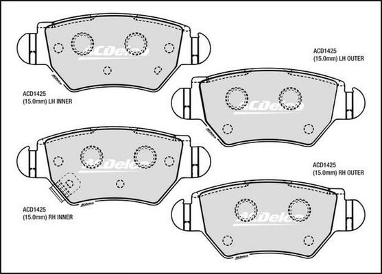 ACDelco ACD1425 - Kit pastiglie freno, Freno a disco autozon.pro