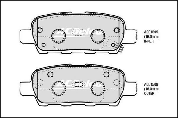 ACDelco ACD1509 - Kit pastiglie freno, Freno a disco autozon.pro