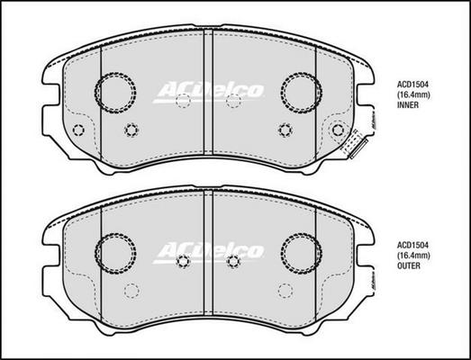 ACDelco ACD1504 - Kit pastiglie freno, Freno a disco autozon.pro