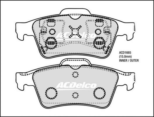 ACDelco ACD1665 - Kit pastiglie freno, Freno a disco autozon.pro