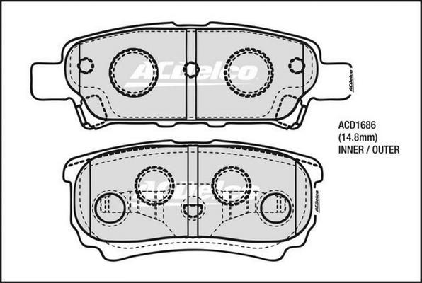 ACDelco ACD1686 - Kit pastiglie freno, Freno a disco autozon.pro