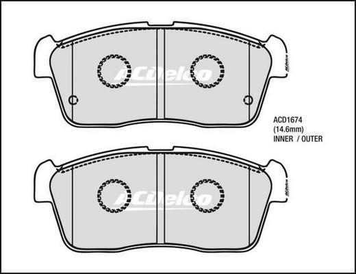 ACDelco ACD1674 - Kit pastiglie freno, Freno a disco autozon.pro