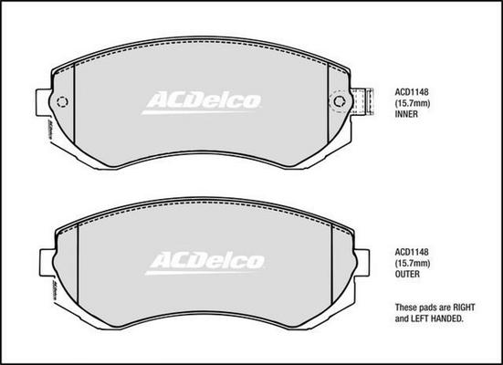 ACDelco ACD1148 - Kit pastiglie freno, Freno a disco autozon.pro