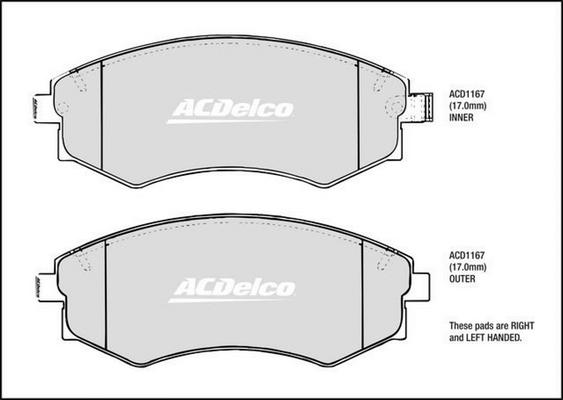 ACDelco ACD1167 - Kit pastiglie freno, Freno a disco autozon.pro