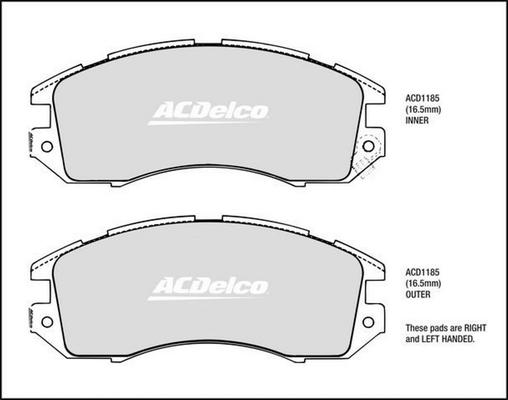 ACDelco ACD1185 - Kit pastiglie freno, Freno a disco autozon.pro