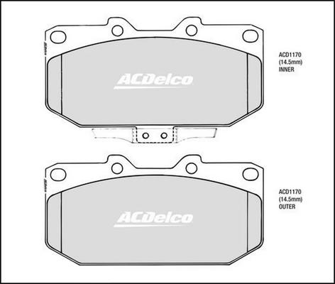 ACDelco ACD1170 - Kit pastiglie freno, Freno a disco autozon.pro