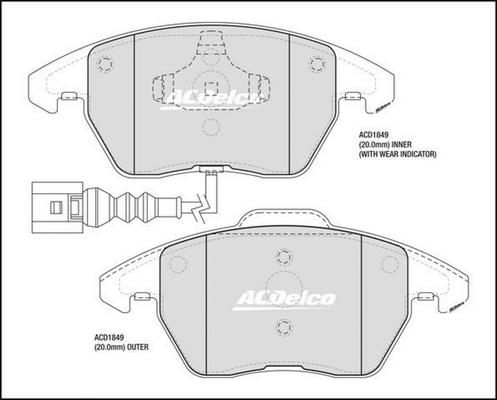 ACDelco ACD1849 - Kit pastiglie freno, Freno a disco autozon.pro