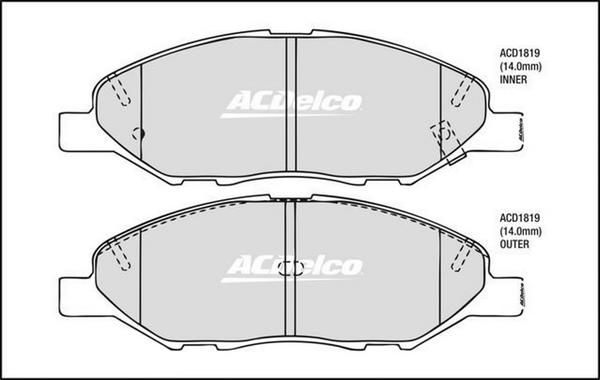 ACDelco ACD1819 - Kit pastiglie freno, Freno a disco autozon.pro