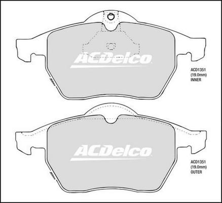 ACDelco ACD1351 - Kit pastiglie freno, Freno a disco autozon.pro