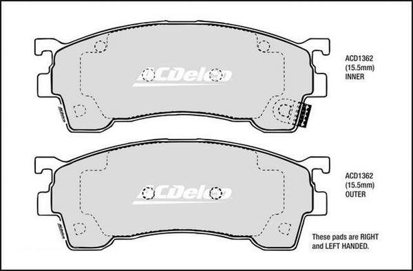 ACDelco ACD1362 - Kit pastiglie freno, Freno a disco autozon.pro