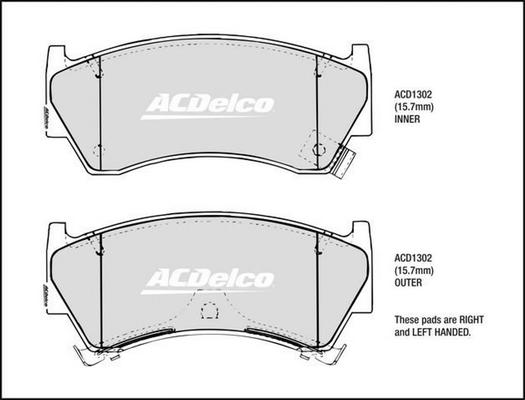 ACDelco ACD1302 - Kit pastiglie freno, Freno a disco autozon.pro