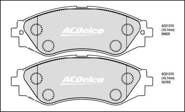 ACDelco ACD1370 - Kit pastiglie freno, Freno a disco autozon.pro