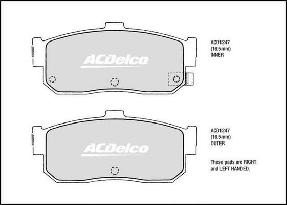 ACDelco ACD1247 - Kit pastiglie freno, Freno a disco autozon.pro