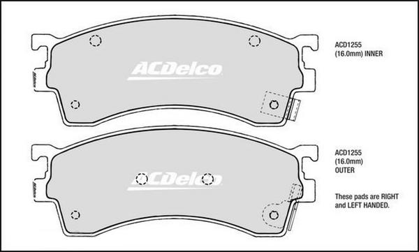 ACDelco ACD1255 - Kit pastiglie freno, Freno a disco autozon.pro