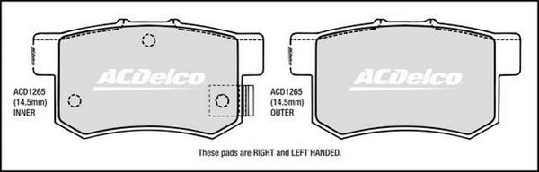 ACDelco ACD1265 - Kit pastiglie freno, Freno a disco autozon.pro