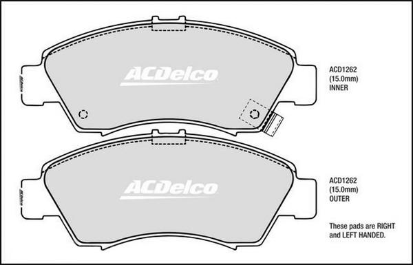 ACDelco ACD1262 - Kit pastiglie freno, Freno a disco autozon.pro