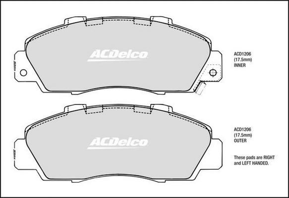 ACDelco ACD1206 - Kit pastiglie freno, Freno a disco autozon.pro