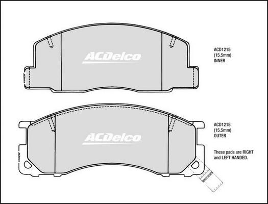 ACDelco ACD1215 - Kit pastiglie freno, Freno a disco autozon.pro