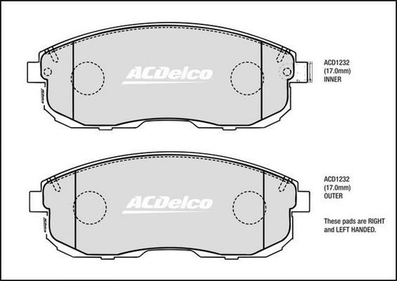 ACDelco ACD1232 - Kit pastiglie freno, Freno a disco autozon.pro