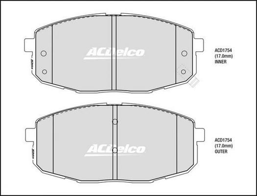 ACDelco ACD1754 - Kit pastiglie freno, Freno a disco autozon.pro