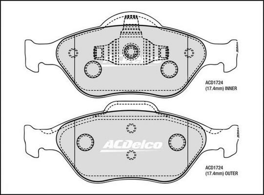 ACDelco ACD1724 - Kit pastiglie freno, Freno a disco autozon.pro