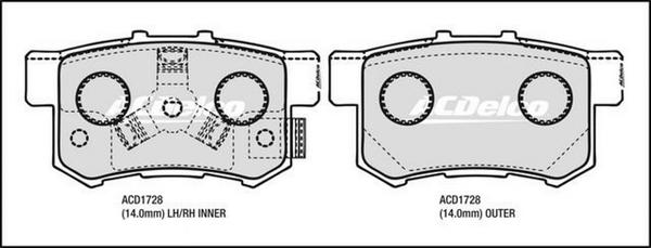 ACDelco ACD1728 - Kit pastiglie freno, Freno a disco autozon.pro