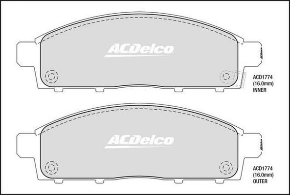 ACDelco ACD1774 - Kit pastiglie freno, Freno a disco autozon.pro