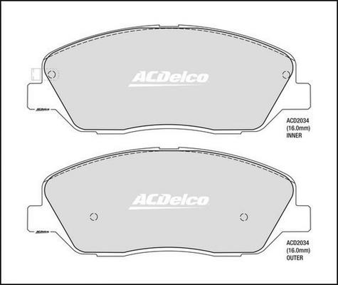 ACDelco ACD2034 - Kit pastiglie freno, Freno a disco autozon.pro