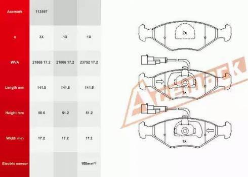 Acemark 112597 - Kit pastiglie freno, Freno a disco autozon.pro