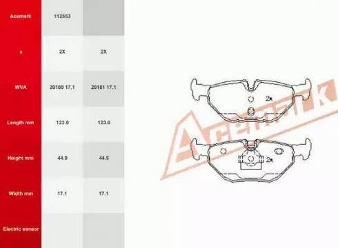 Acemark 112553 - Kit pastiglie freno, Freno a disco autozon.pro