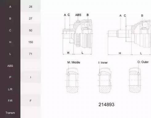 Acemark 214893 - Kit giunti, Semiasse autozon.pro