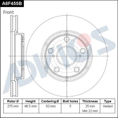 Advics A6F455B - Discofreno autozon.pro