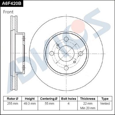 Advics A6F420B - Discofreno autozon.pro