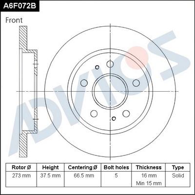 Advics A6F072B - Discofreno autozon.pro