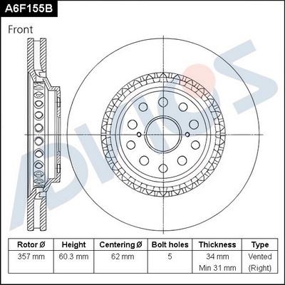 Advics A6F155B - Discofreno autozon.pro