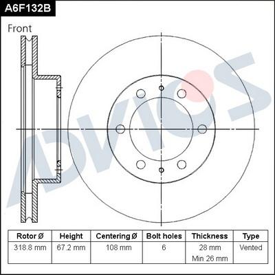 Advics A6F132B - Discofreno autozon.pro