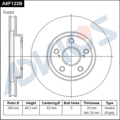 Advics A6F122B - Discofreno autozon.pro