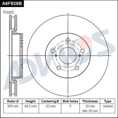 Advics A6F828B - Discofreno autozon.pro