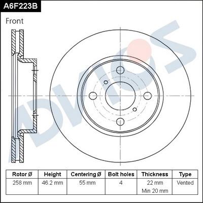 Advics A6F223B - Discofreno autozon.pro