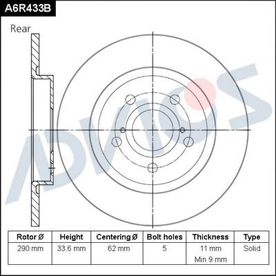 Advics A6R433B - Discofreno autozon.pro