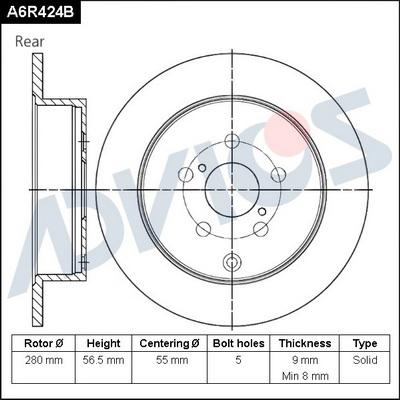 Advics A6R424B - Discofreno autozon.pro