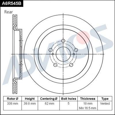 Advics A6R545B - Discofreno autozon.pro